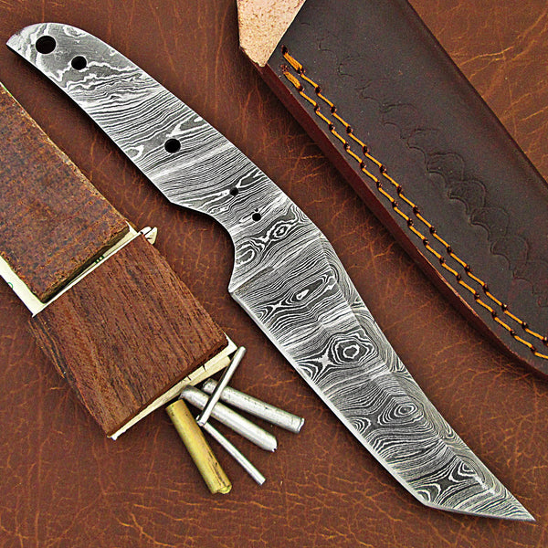  ColdLand Damascus Knife Making Kit DIY Handmade Knife Kit  Includes Knife Blank Knife Steel Blade, Pins, Knife with Sheath, Handle  Scales for Knife Making Supplies, Knife Steel NB114 : Everything Else