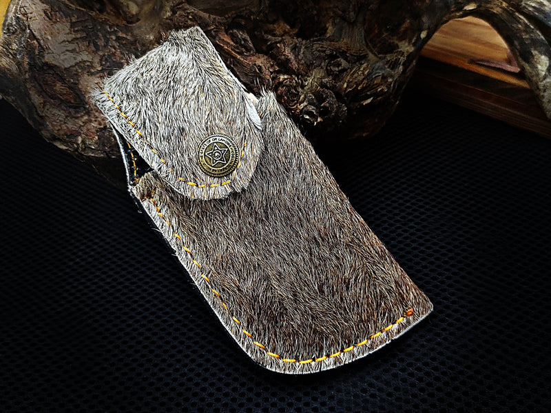 Native American Scrimshaw on Camel Bone Red Indian Folding Pocket Knife Drop Point with Damascus Bolster Custom Handcrafted Damascus Steel 7.50 inches with Leather Sheath Great Gift for Your Loved Ones CLKFOL1115