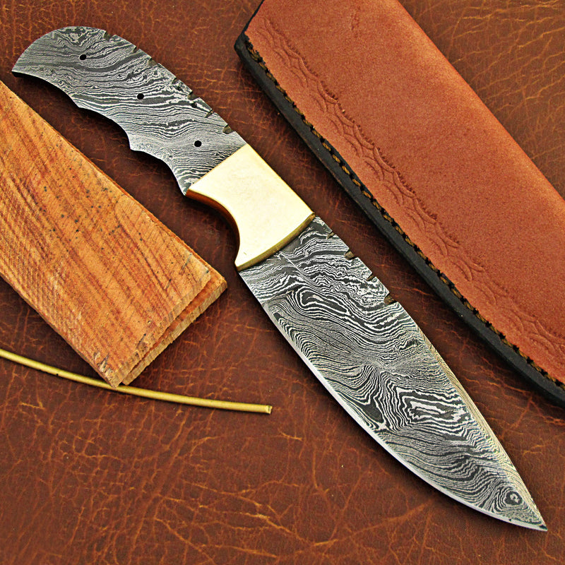 Damascus Knife Making Kit includes a Blade Blank with Brass Bolster and All Accessories to Make a Knife - Handcraft Your Own Knife with Basic Tools with Ease UK03