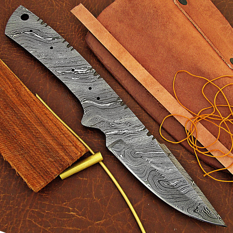 Damascus Knife Making Kit with All Accessories to Make Your Own Knife with Basic Tools – It also includes a Thread to Sew Your Leather Sheath UK06