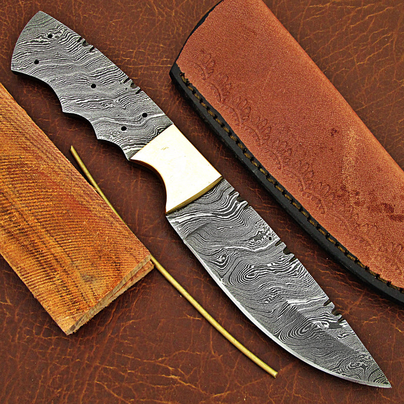 Damascus Knife Making Kit includes a Blade Blank with Brass Bolster and All Accessories to Make a Knife - Handcraft Your Own Knife with Basic Tools with Ease UK08