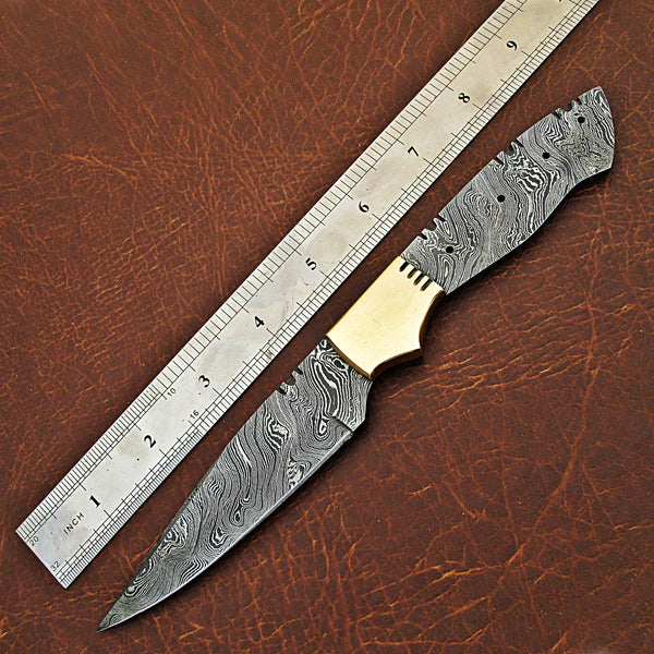 Damascus Knife Making Kit includes a Blade Blank with Brass Bolster and All Accessories to Make a Knife - Handcraft Your Own Knife with Basic Tools with Ease UK11