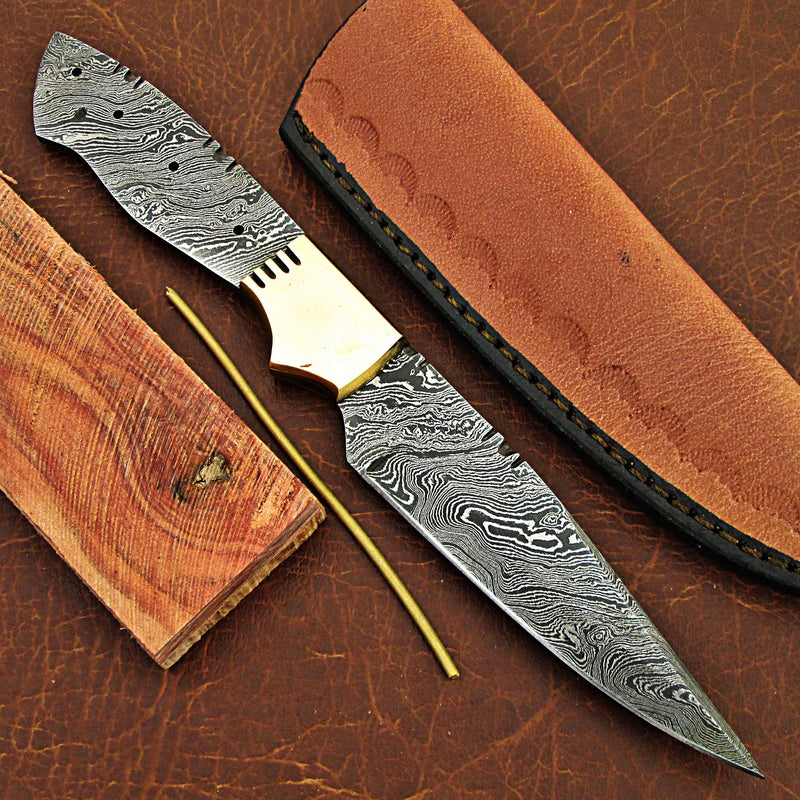 Damascus Knife Making Kit includes a Blade Blank with Brass Bolster and All Accessories to Make a Knife - Handcraft Your Own Knife with Basic Tools with Ease UK11