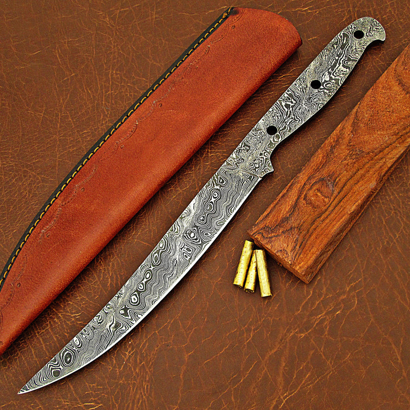 Fish Fillet Knife Making Kit in Damascus Steel - Handcraft Your Own Blade with Ease UKK47