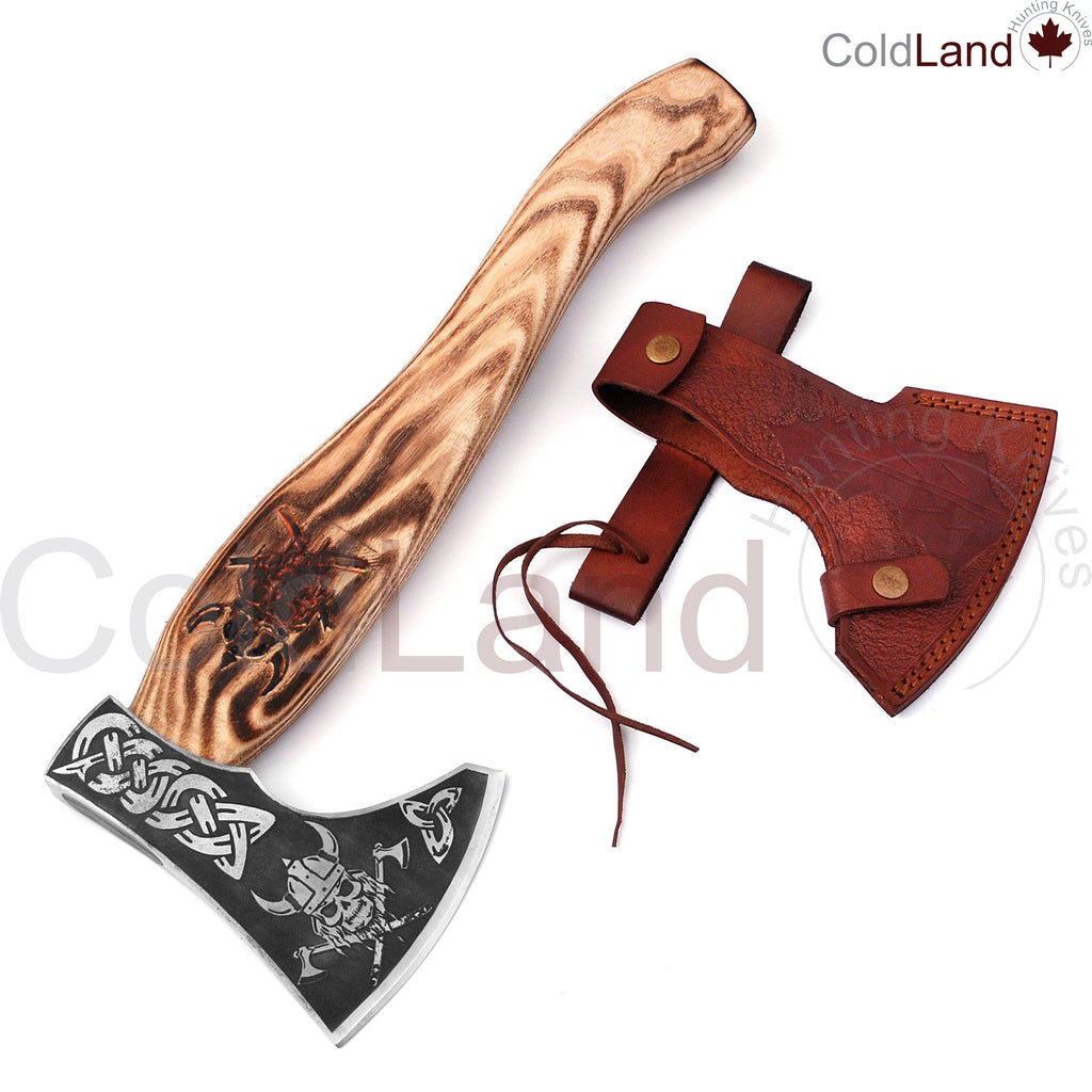 Viking Axe, Camping Axe, Hunting Axe, Carving Axe, Bearded, One-of-a-Kind,  Sharp Blade, Solid Wood, ARSAXE08 - ColdLand Knives