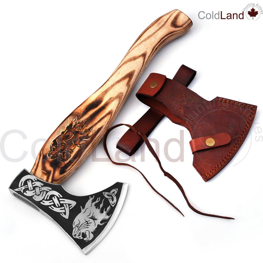 Viking Axe, Camping Axe, Hunting Axe, Carving Axe, Bearded, One-of-a-Kind,  Sharp Blade, Solid Wood, ARSAXE08 - ColdLand Knives